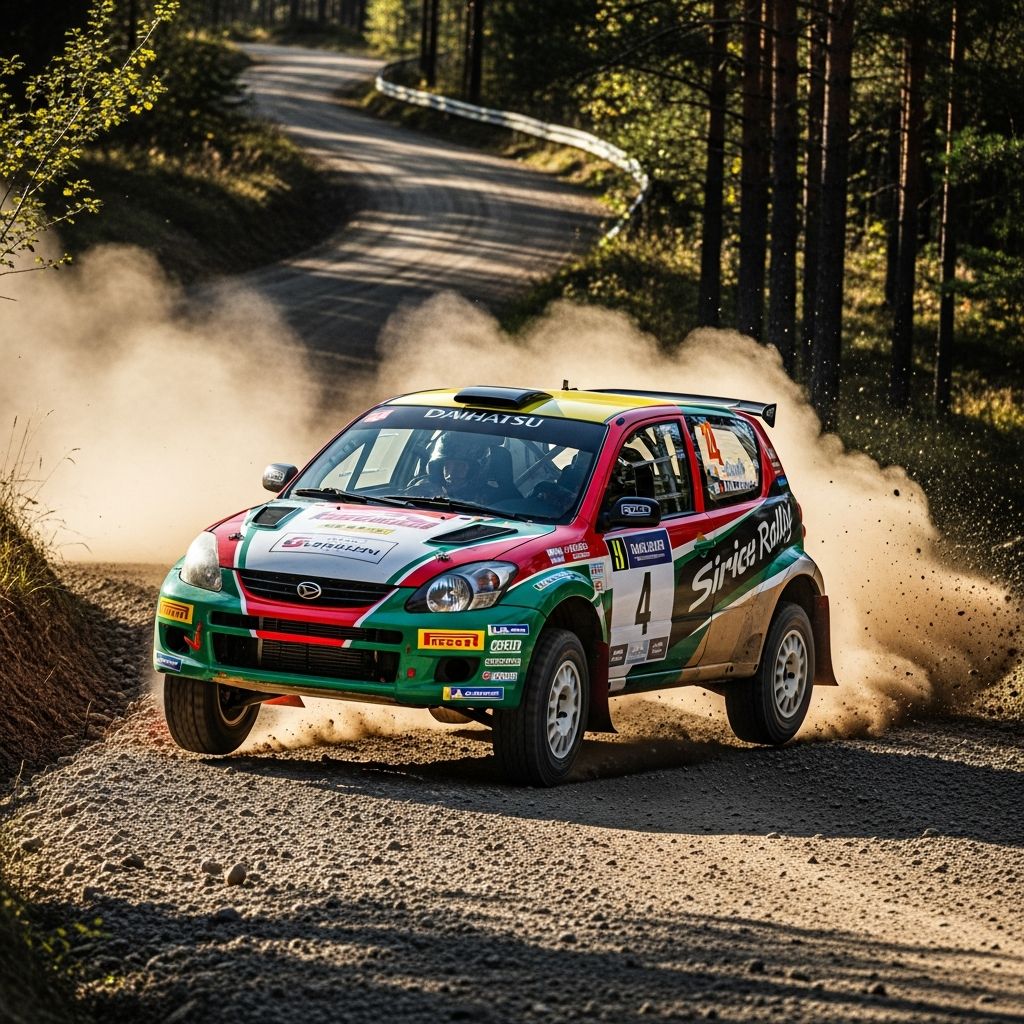 Discover the 2003 Daihatsu Sirion Rally IV, a lightweight AWD supermini that outaccelerates premium sedans with its tuned Toyota engine and rally-ready specs.
