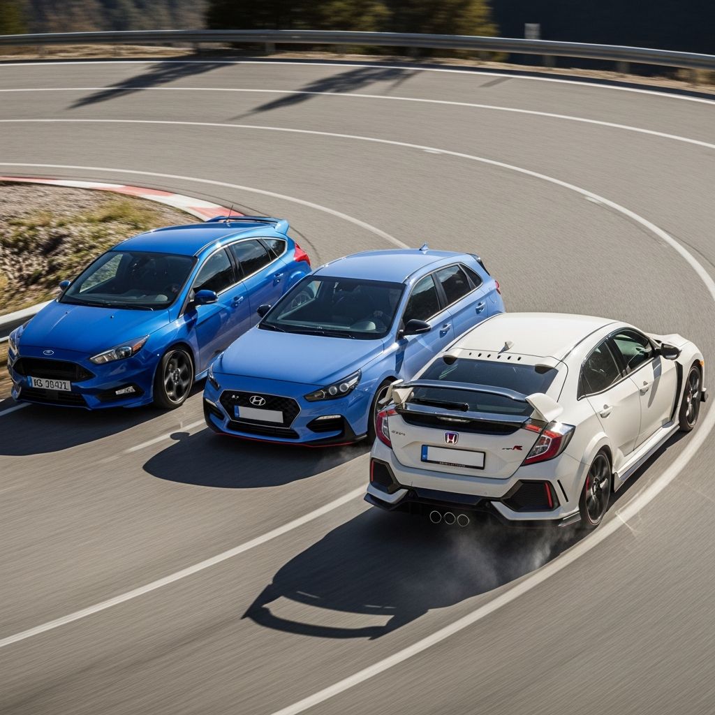 Which hot hatch dominates? We pit Ford Focus ST against Hyundai i30 N and Honda Civic Type R in acceleration, handling and daily usability tests.