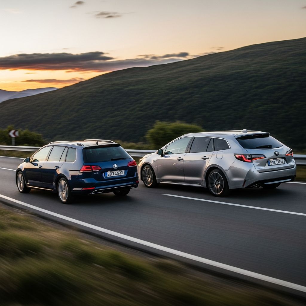 Discover which family estate excels in space, efficiency, and driving fun: VW Golf Estate or Toyota Corolla Touring Sports?