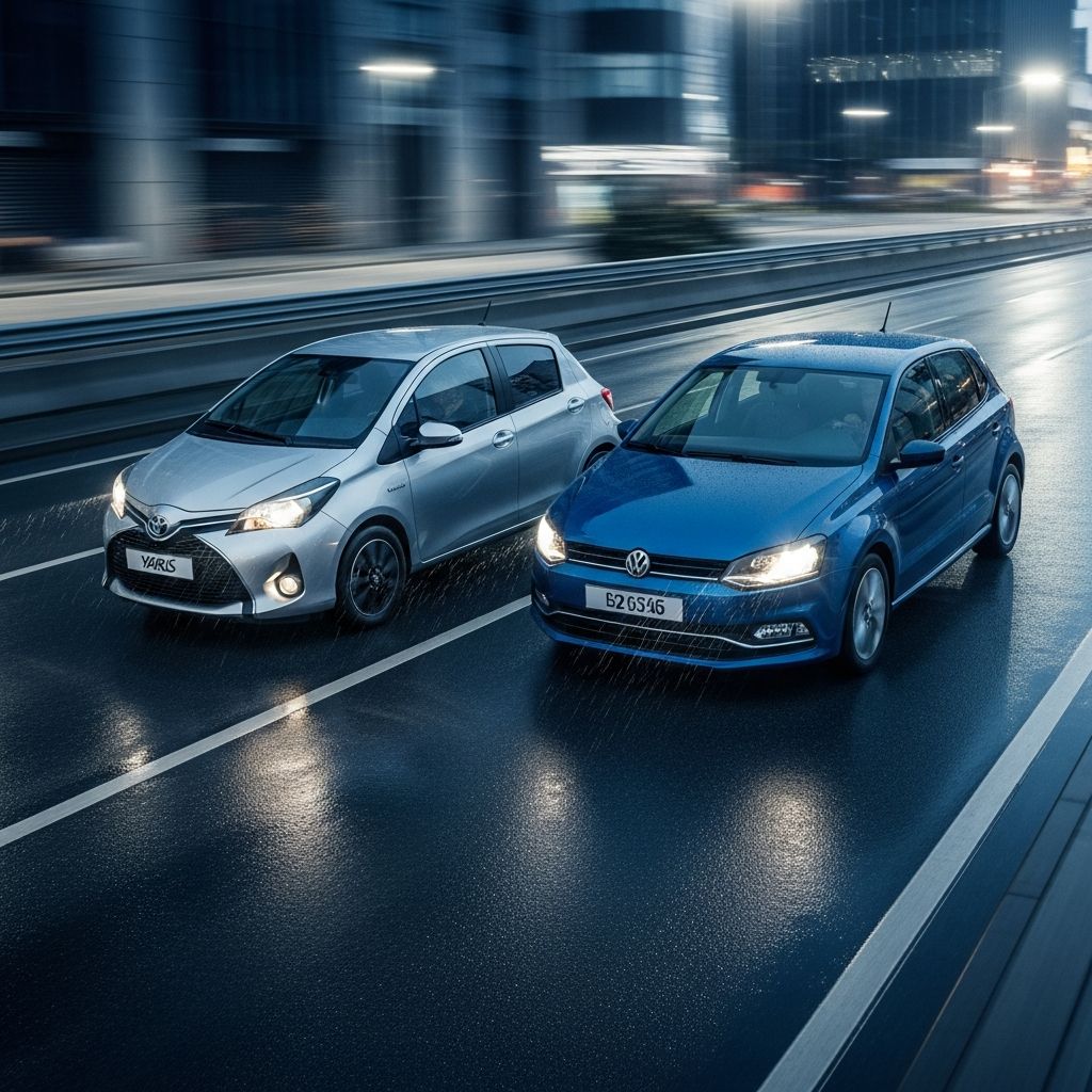 Toyota Yaris hybrid efficiency battles Volkswagen Polo's dynamic drive in the ultimate small hatch comparison for urban drivers.